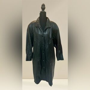 🖤VINTAGE 90s🖤 Pelle New York Milano Black Leather Jacket Full Length, Medium